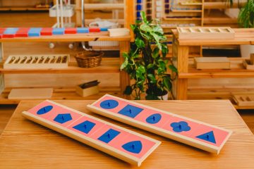 geometric material in montessori classroom for the learning of children in mathematics area